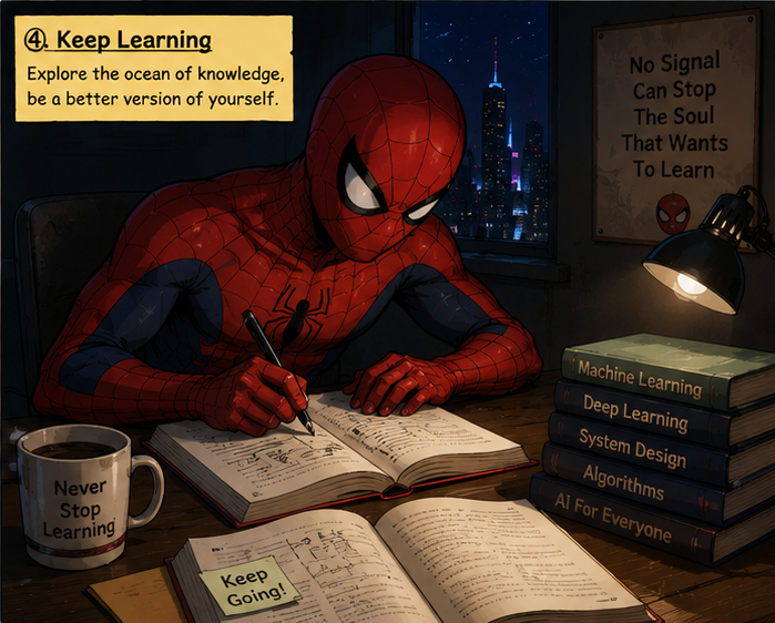 The author keeps learning while writing architecture and comments